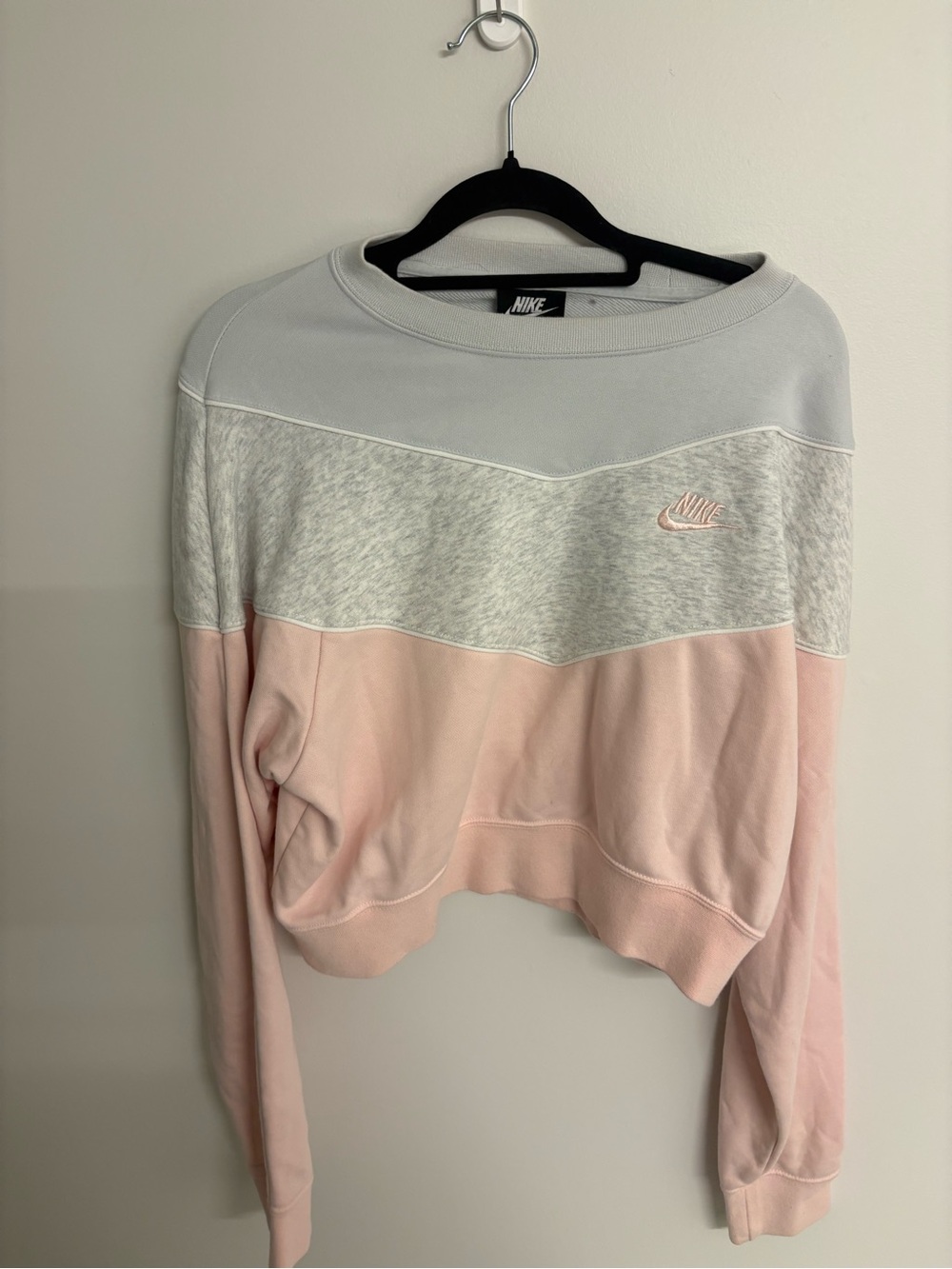 Nike Colorblock Crewneck Sweatshirt in Pink and Light Gray